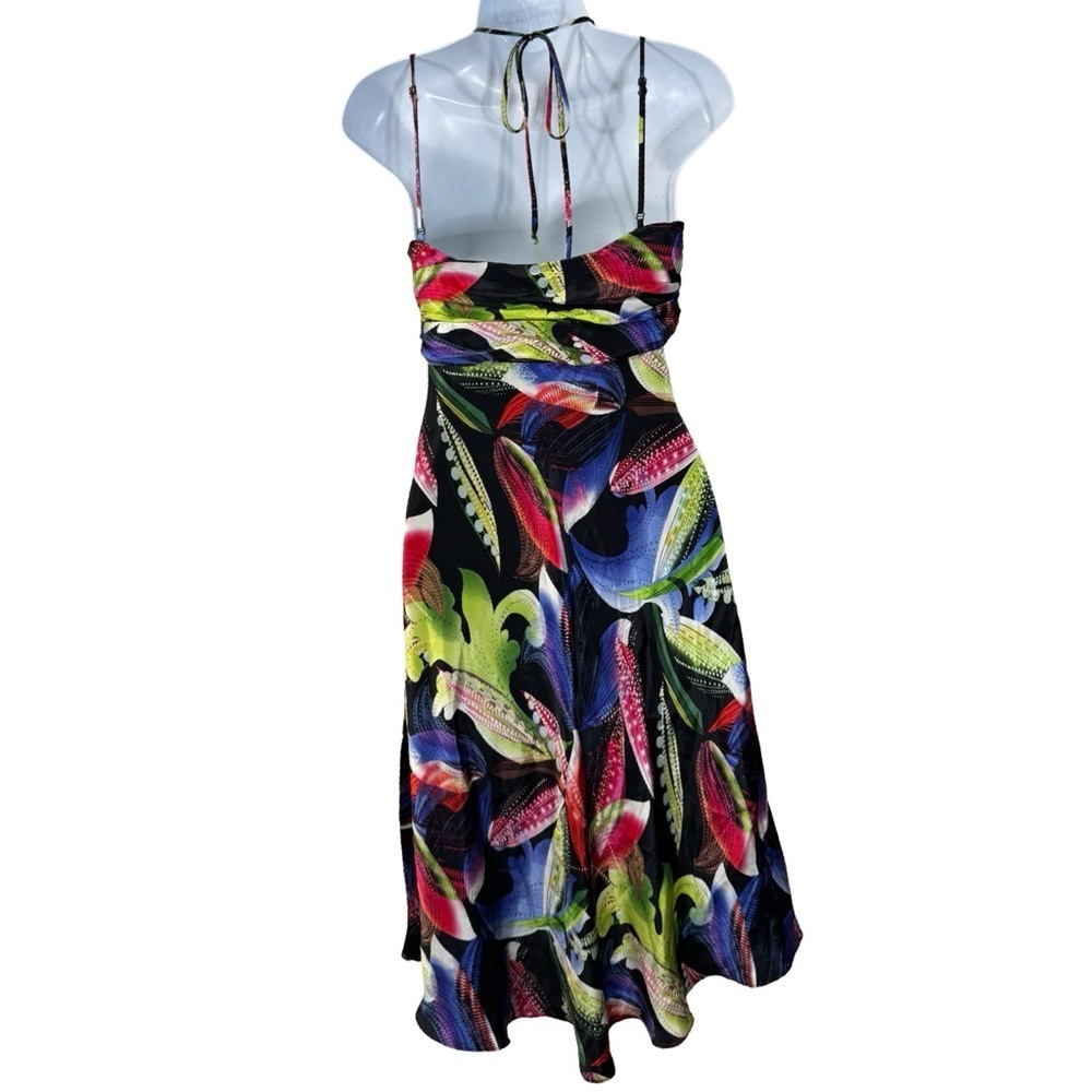 Vintage Cache Silk Floral Halter Dress Size 2 Maximalist Resortwear 2000s - Picture 4 of 16